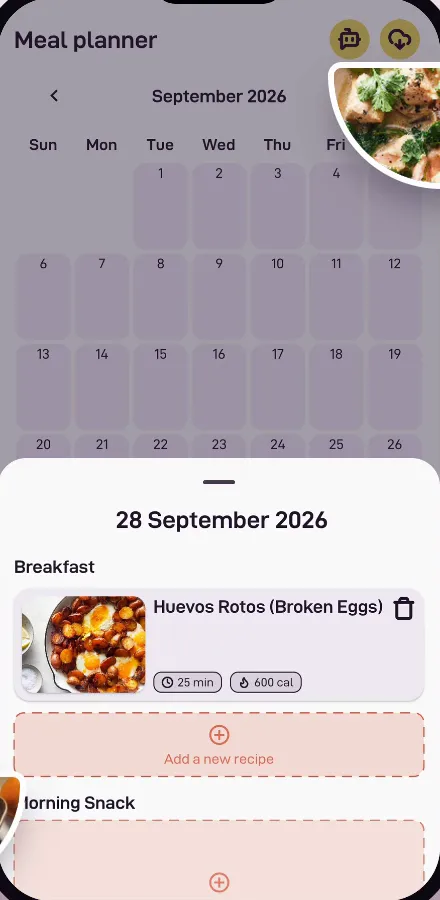 The Bites meal planner showing a planned week